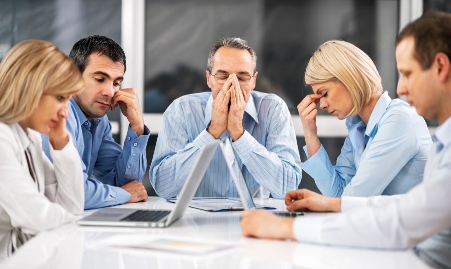 Stressed office team