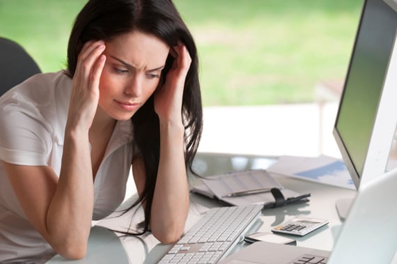 Stressed woman needs work-life balance