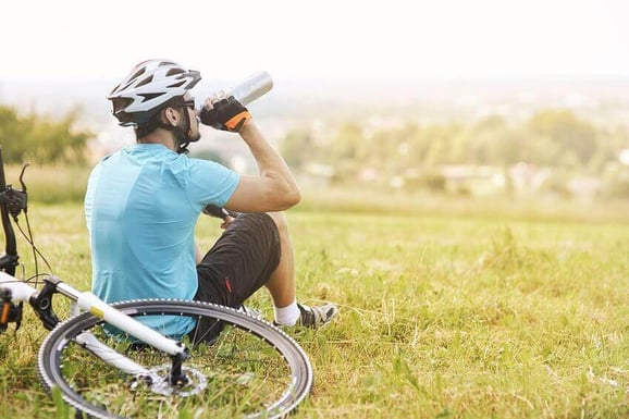 Cyclist takes a bike break copy