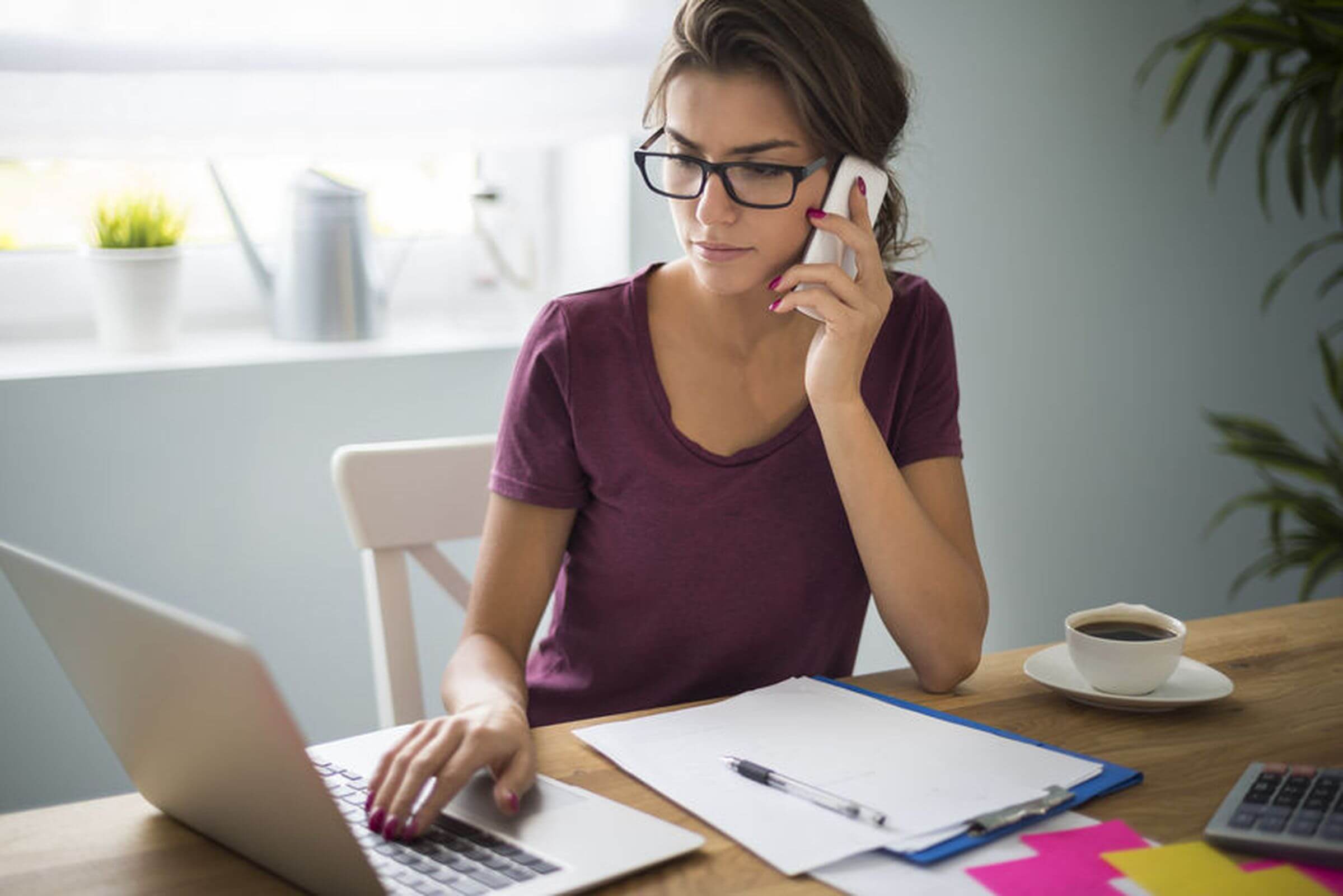 Teleworker at home office